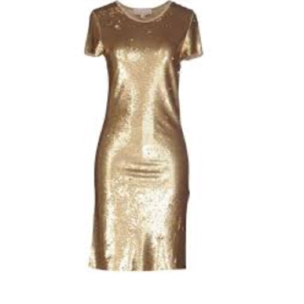 AUTHENTIC BRAND NEW MICHAEL KORS gold sequin dress - Picture 2 of 5